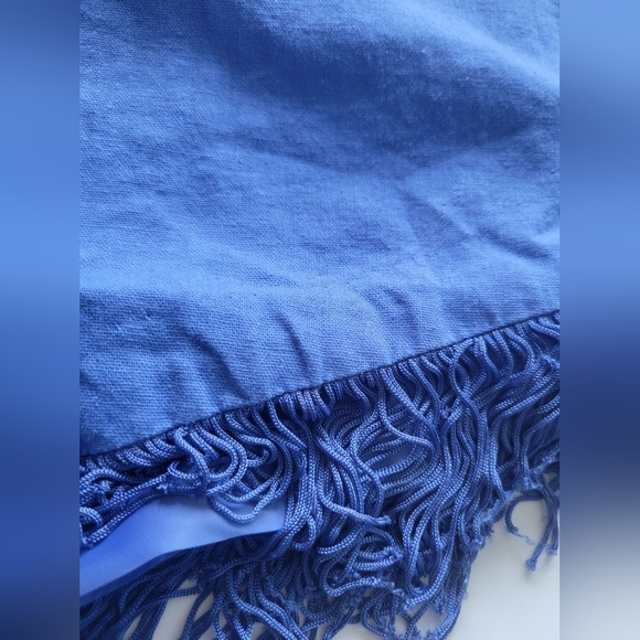 Nicole Studio Linen Blend Beaded Fringe Hem Dress Blue Size 10 - Picture 6 of 7